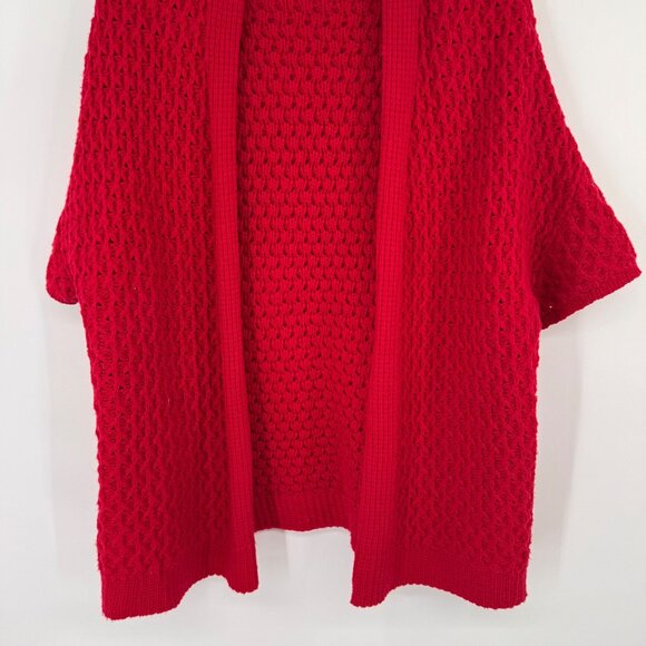 Coldwater Creek Womens Open textured Cardigan Sweater Red size 1X Wool Cotton - Picture 5 of 12